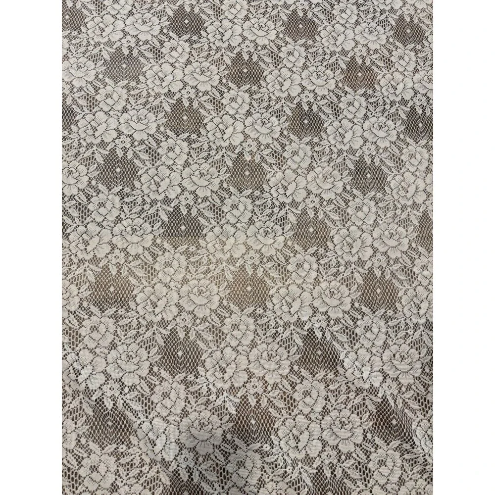 VTG 90s Ivory Rose Lace Curtain 2 Panels - Different Lengths Granny Cottagecore